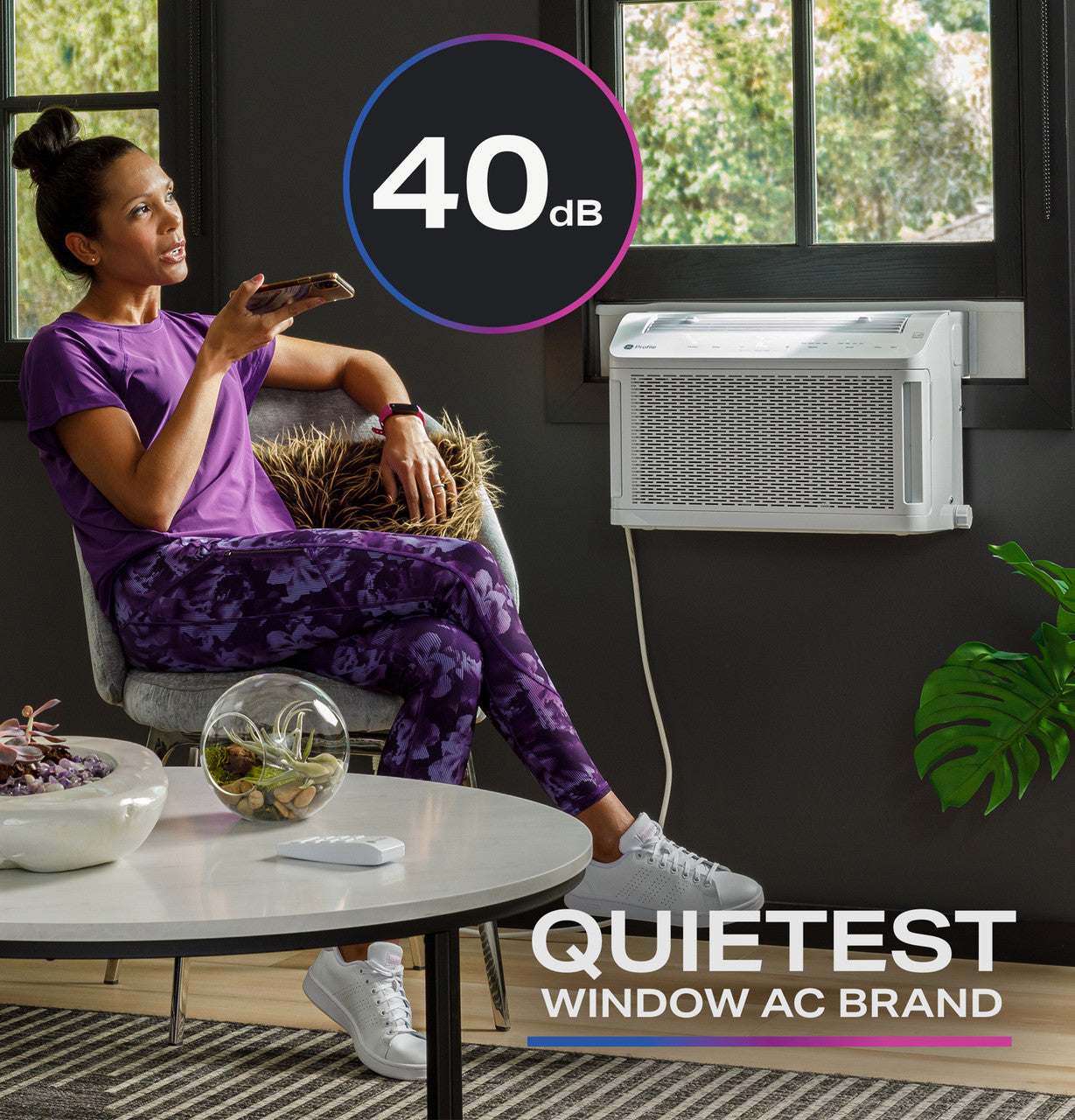 GE Profile ClearView Ultra Quiet 10,000 BTU 115V Window Air Conditioner Cools 450 Sq. Ft. with Easy Install in White**