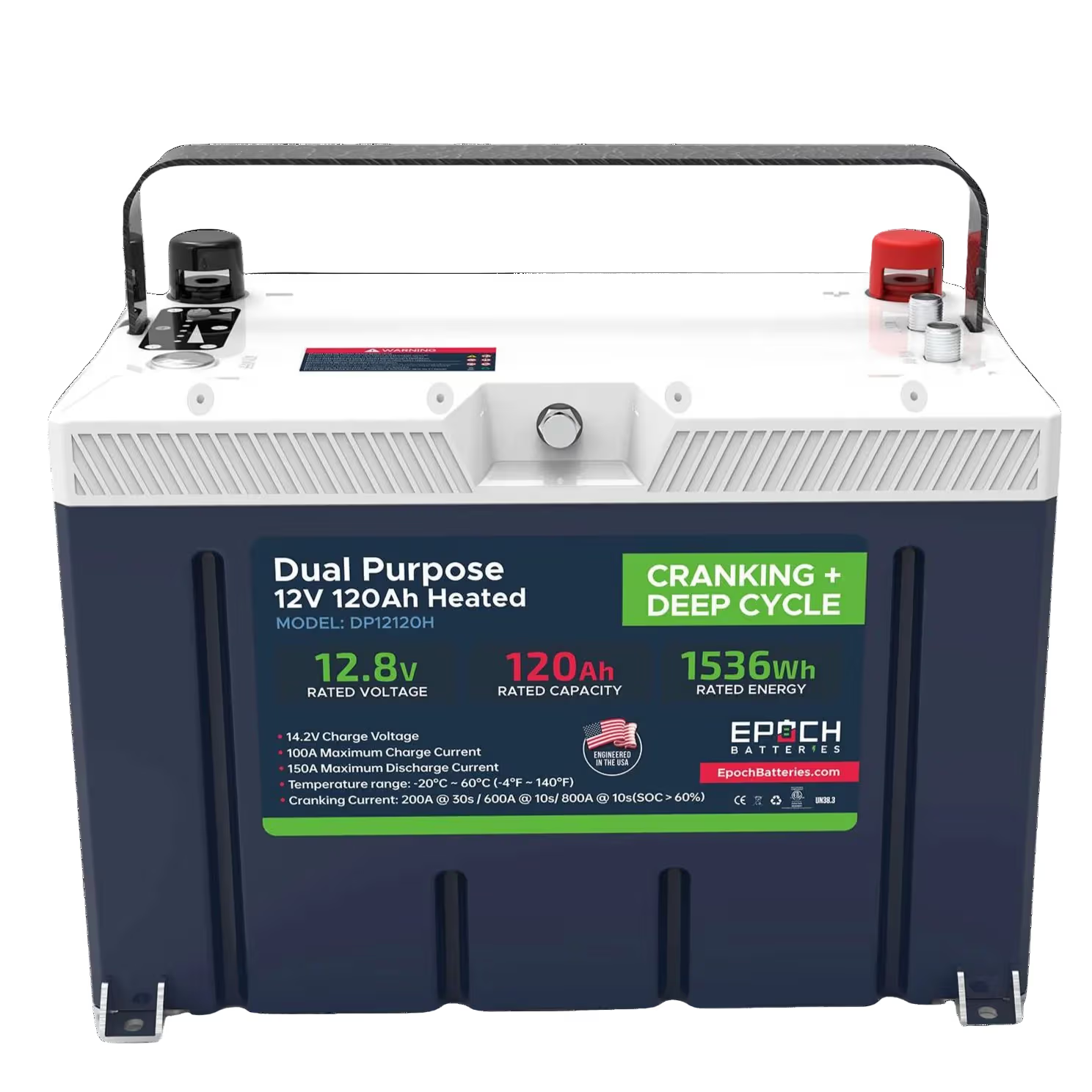 Epoch Pro Series 12V 120Ah (3.84kWh) - LiFePO4 Cranking & Deep Cycle Lithium Battery (Dual Purpose)