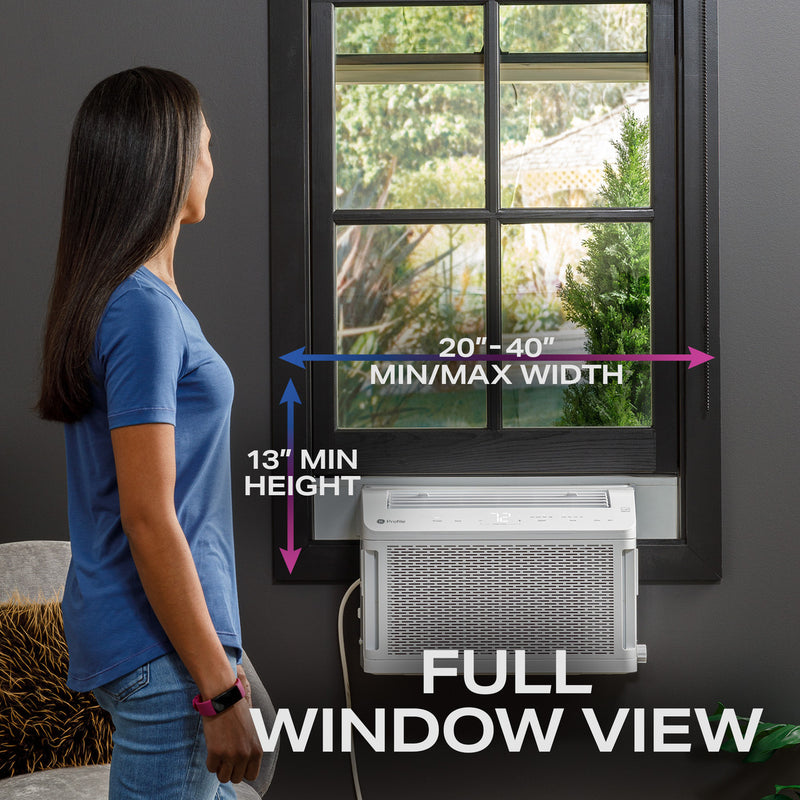 GE Profile ClearView Ultra Quiet 10,000 BTU 115V Window Air Conditioner Cools 450 Sq. Ft. with Easy Install in White**